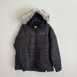 Columbia Peak to Park Black Puffer Jacket with Faux Fur Hood